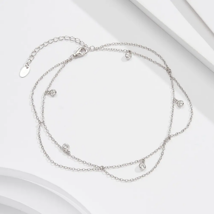 Brățară de gleznă din argint cu detalii fine BG10