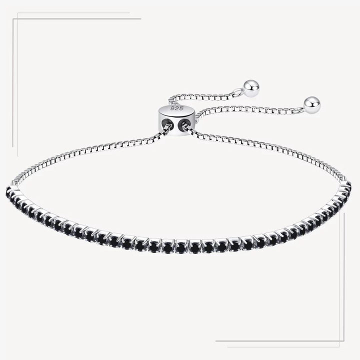Brățară tennis din argint cu pietre negre și închidere ajustabilă – B10 Negru – Design elegant de la Masiri.ro