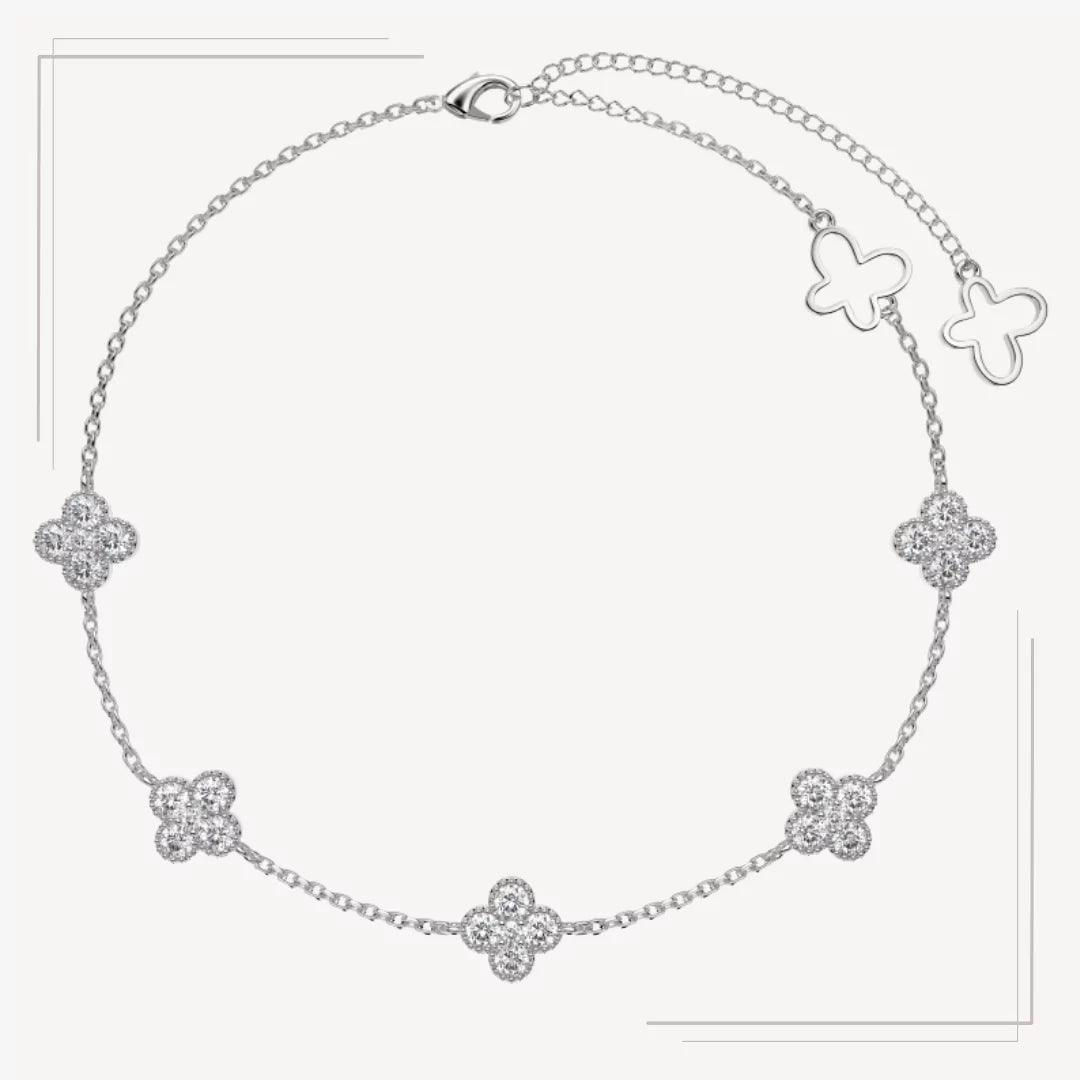 Brățară de gleznă din argint cu simboluri de noroc – Clover BG06 – Design elegant de la Masiri.ro