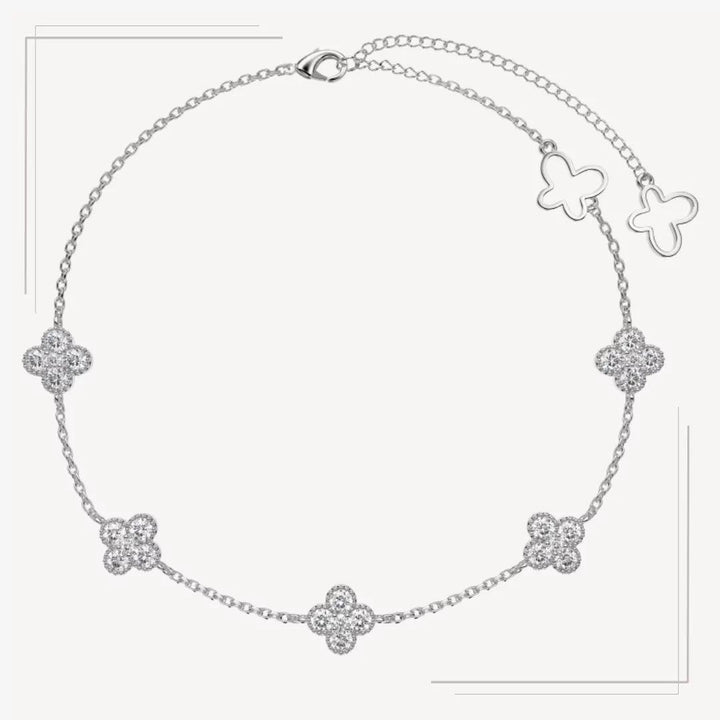 Brățară de gleznă din argint cu simboluri de noroc – Clover BG06 – Design elegant de la Masiri.ro