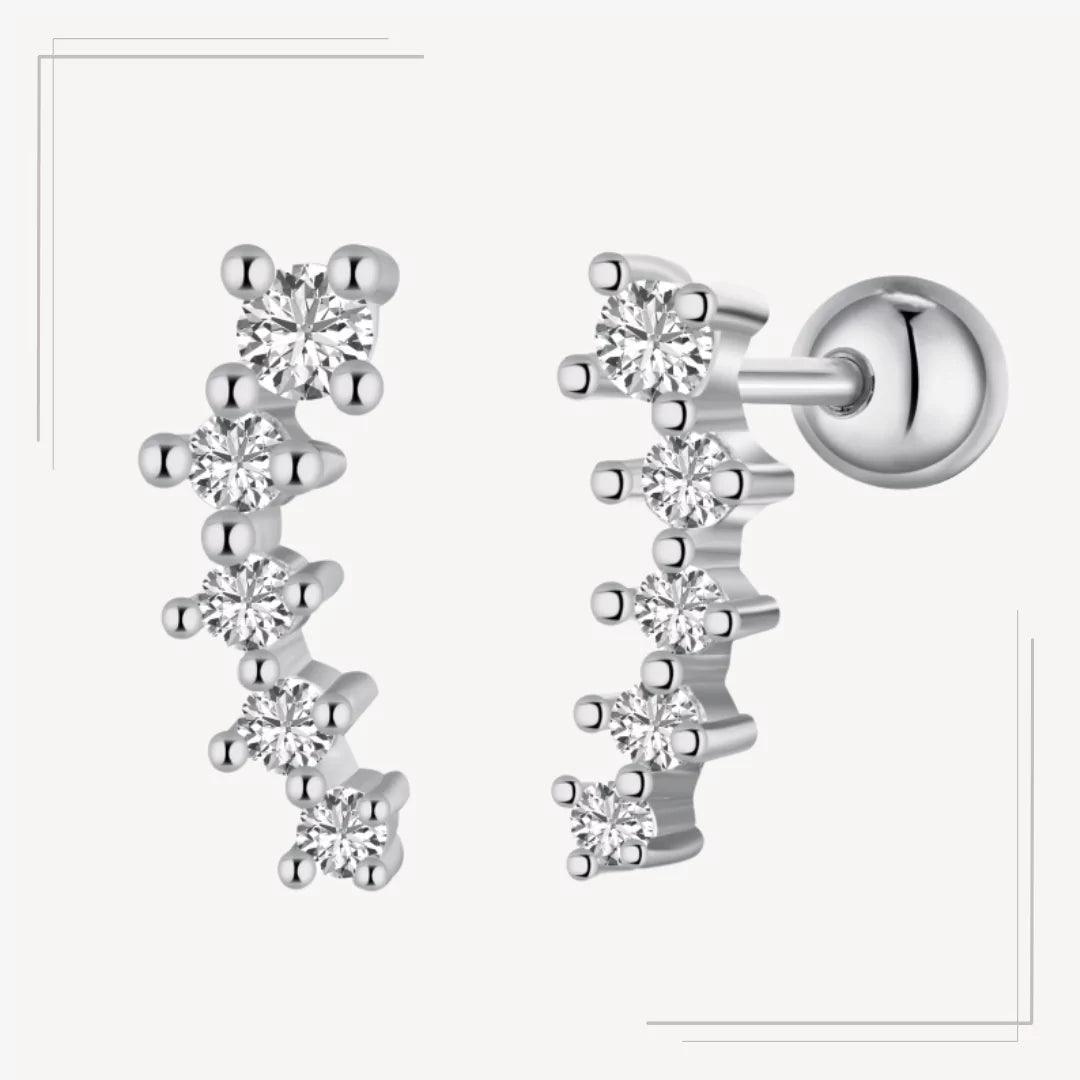 Cercei din argint statement cu design minimalist și zirconii - C85 – Design elegant de la Masiri.ro