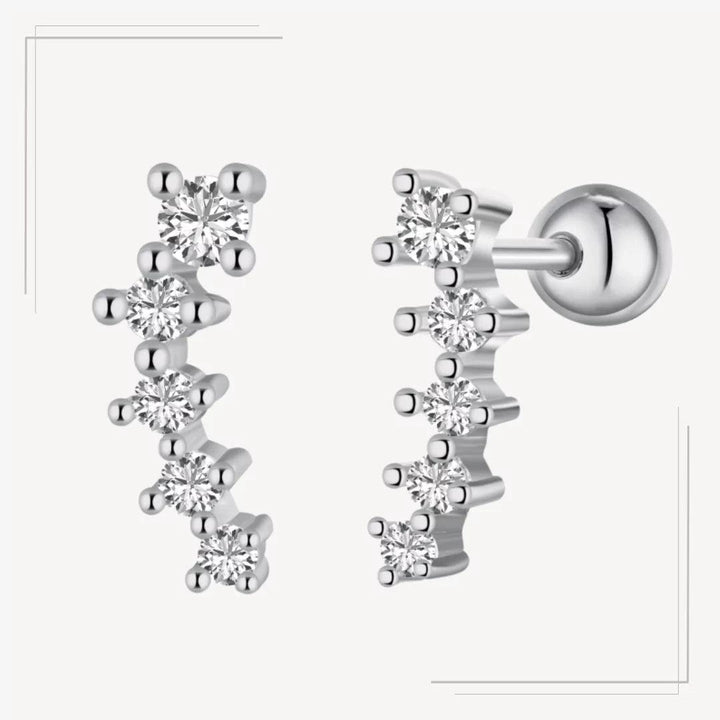 Cercei din argint statement cu design minimalist și zirconii - C85 – Design elegant de la Masiri.ro