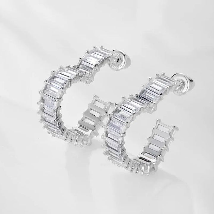 Cercei din argint cu pietre baguette - Emery – Design elegant de la Masiri.ro