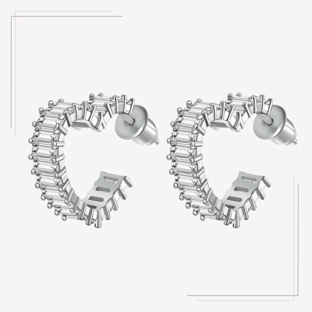 Cercei din argint cu pietre baguette - Emery – Design elegant de la Masiri.ro