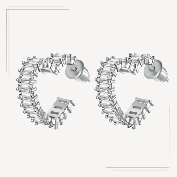 Cercei din argint cu pietre baguette - Emery – Design elegant de la Masiri.ro