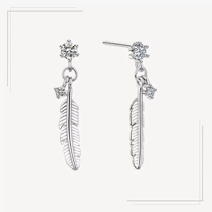 Cercei din argint cu pene și cristale strălucitoare - C40 – Design elegant de la Masiri.ro