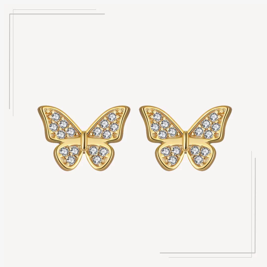 Cercei din argint pacat cu aur in forma de fluture - C48 – Design elegant de la Masiri.ro