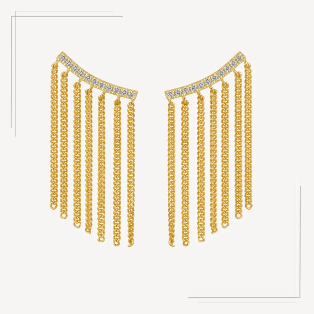 Cercei din argint placat cu aur si bare verticale - Iris – Design elegant de la Masiri.ro