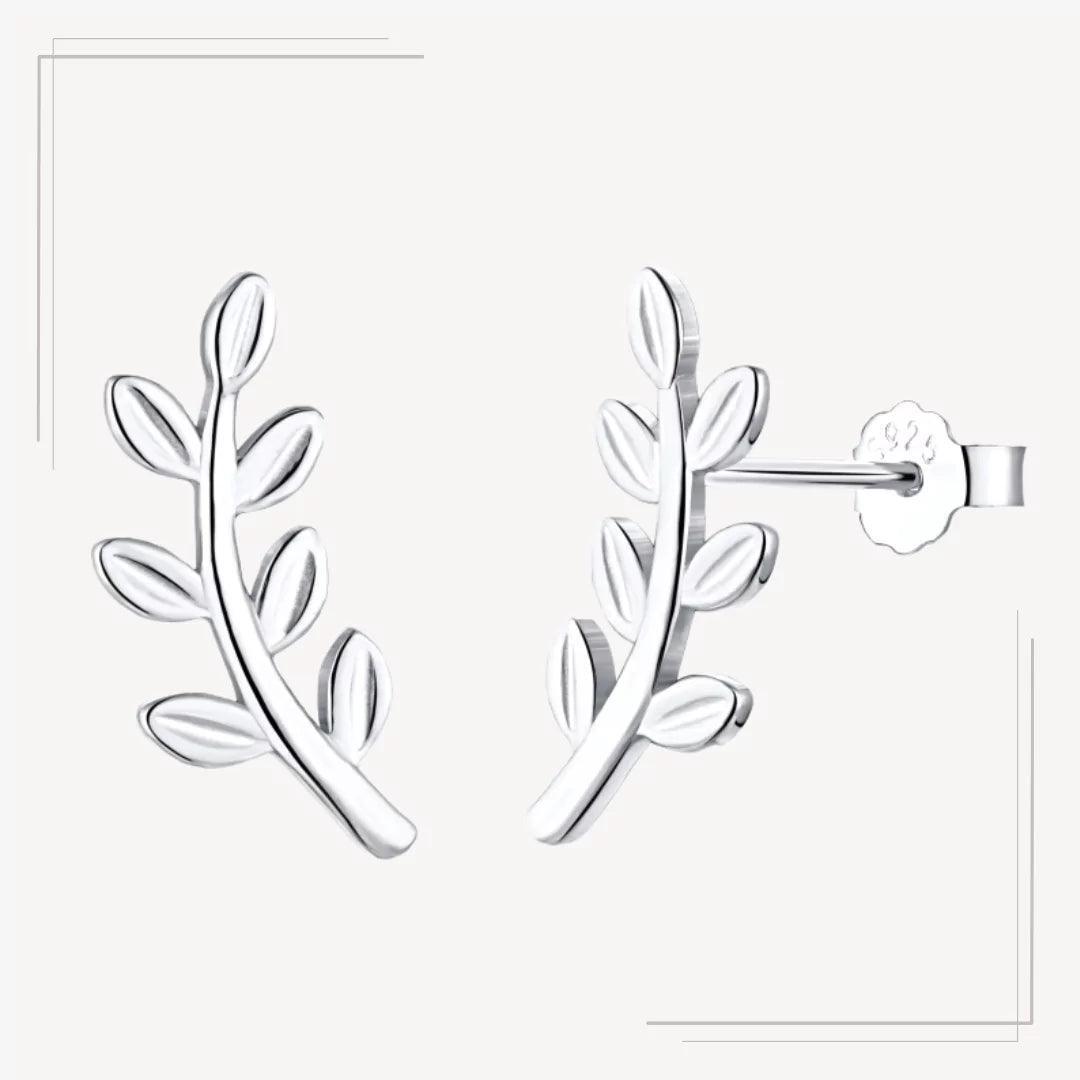 Cercei din argint cu design frunza și detaliu lucios – C64 – Design elegant de la Masiri.ro