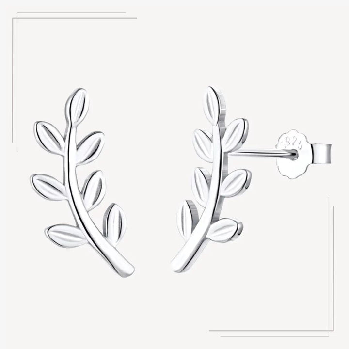 Cercei din argint cu design frunza și detaliu lucios – C64 – Design elegant de la Masiri.ro