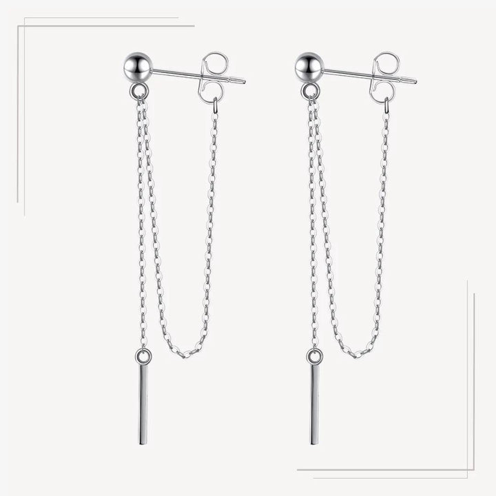 Cercei lungi din argint cu lanț dublu minimalist - C87 – Design elegant de la Masiri.ro