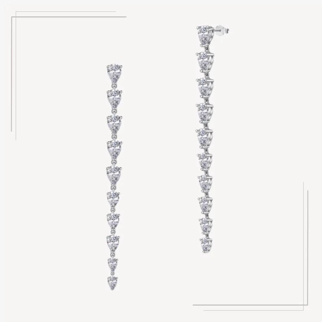 Cercei din argint eleganți tip cascada cu zirconii fațetate - Riley – Design elegant de la Masiri.ro