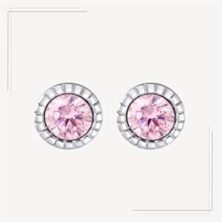 Cercei din argint cu design rotund si piatra roz - C31 – Design elegant de la Masiri.ro