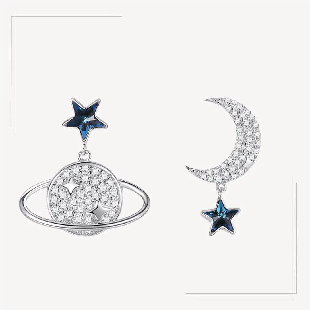 Cercei din argint cu pietre Swarovski și detalii stelare - CSW03 – Design elegant de la Masiri.ro