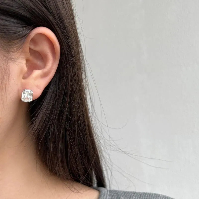 Cercei eleganți din argint cu tăietură emerald - Vivian – Design elegant de la Masiri.ro