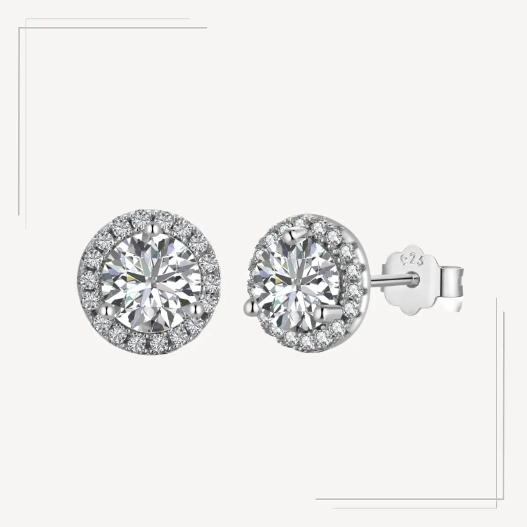 Cercei eleganți din argint cu zircon forma rotunda - Lydia