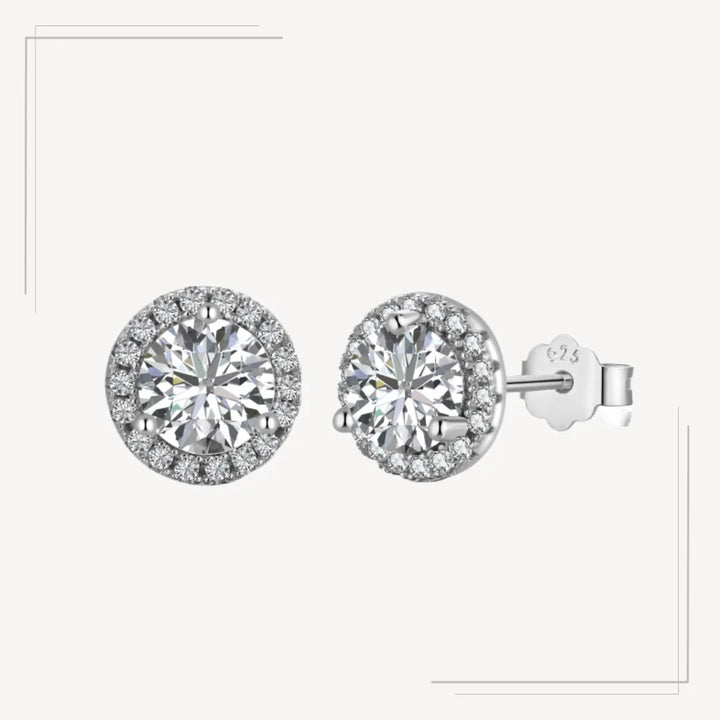 Cercei eleganți din argint cu zircon forma rotunda - Lydia