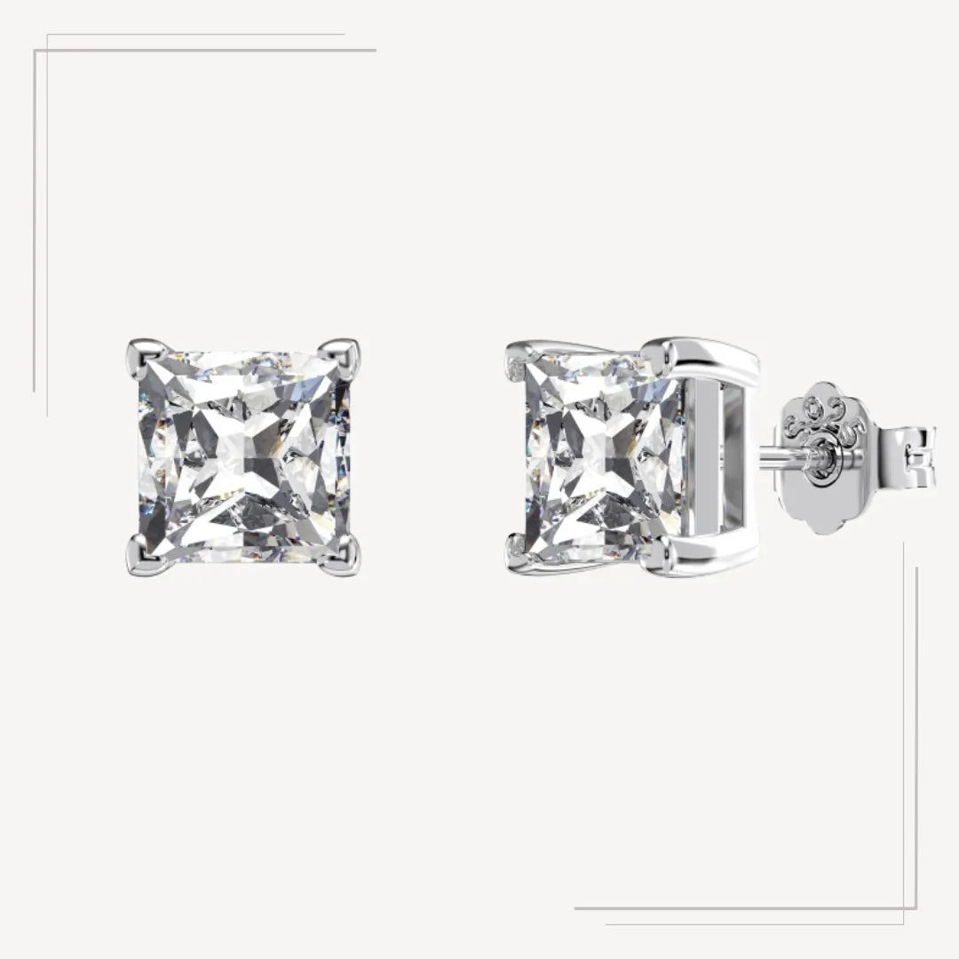 Cercei eleganți din argint statement patrata - Ariana