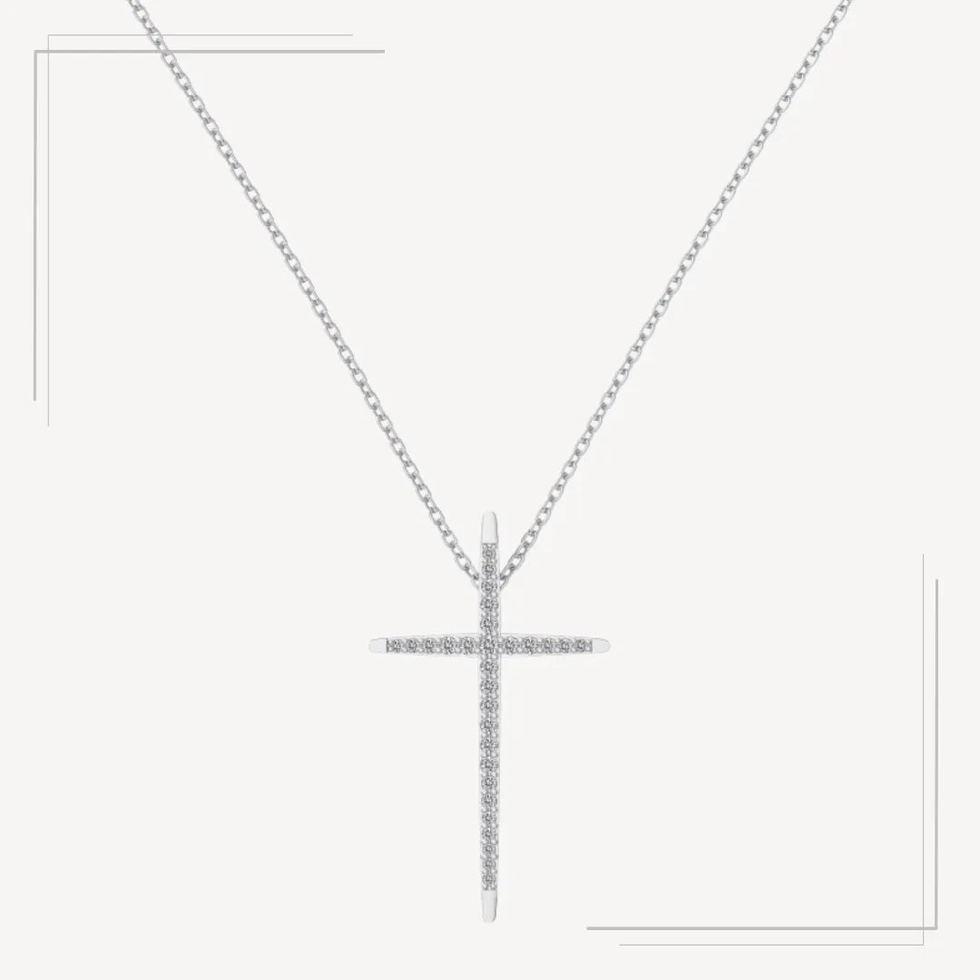 Colier din argint cu pandantiv cruce minimalistă cu zirconii – Audrey – Design elegant de la Masiri.ro