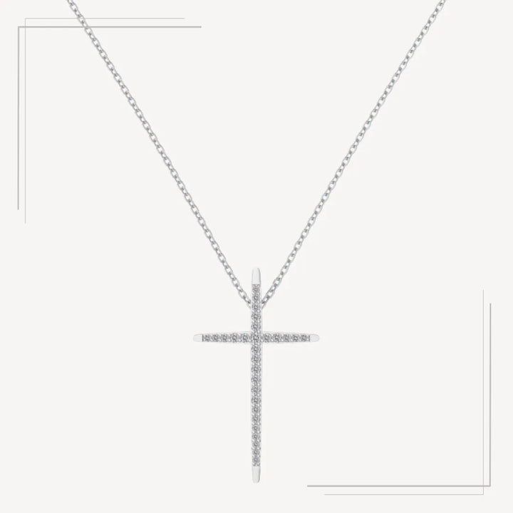 Colier din argint cu pandantiv cruce minimalistă cu zirconii – Audrey – Design elegant de la Masiri.ro