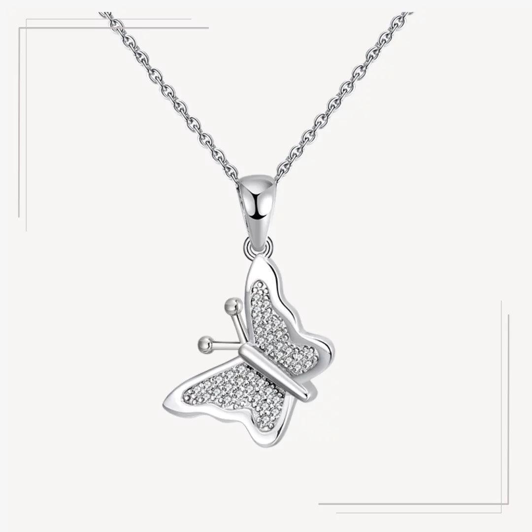 Colier din argint cu pandantiv fluture decorat cu zirconii - L05 – Design elegant de la Masiri.ro
