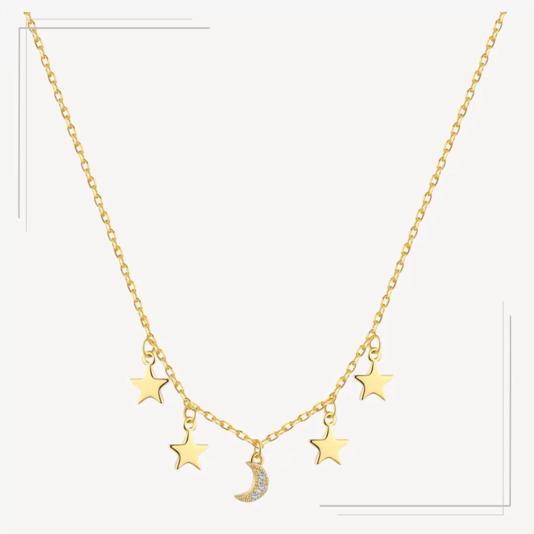 Colier din argint placat cu aur si elemente astrale - L49 – Design elegant de la Masiri.ro