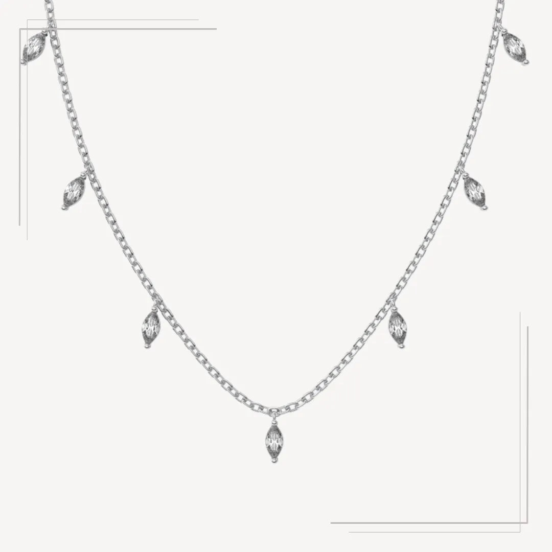 Colier din argint delicat cu pietre marquise – Jade – Design elegant de la Masiri.ro