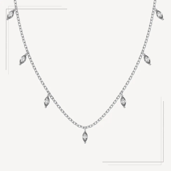 Colier din argint delicat cu pietre marquise – Jade – Design elegant de la Masiri.ro