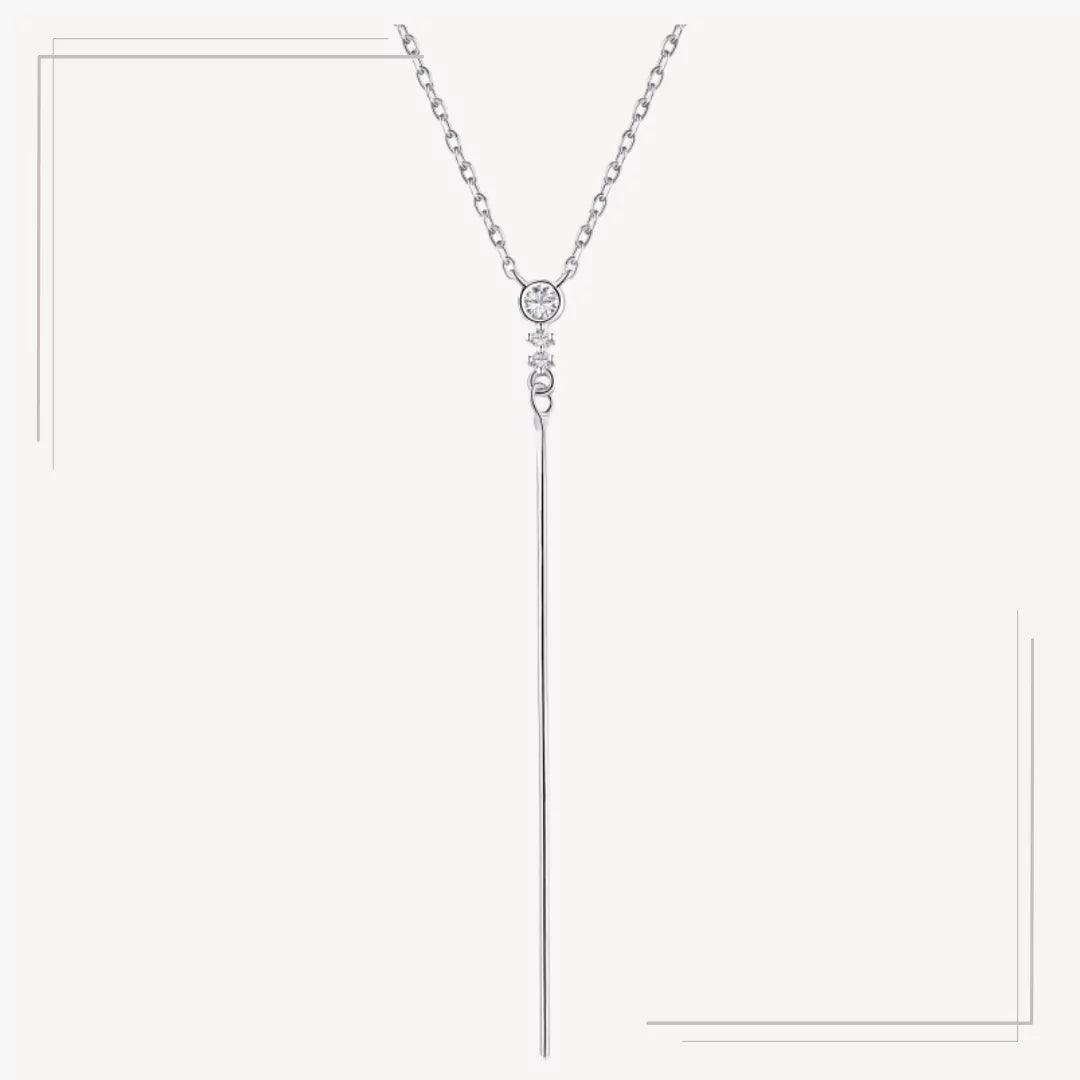 Colier din argint cu design minimalist vertical cu zirconiu - L52 – Design elegant de la Masiri.ro
