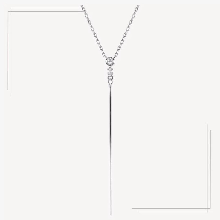 Colier din argint cu design minimalist vertical cu zirconiu - L52 – Design elegant de la Masiri.ro