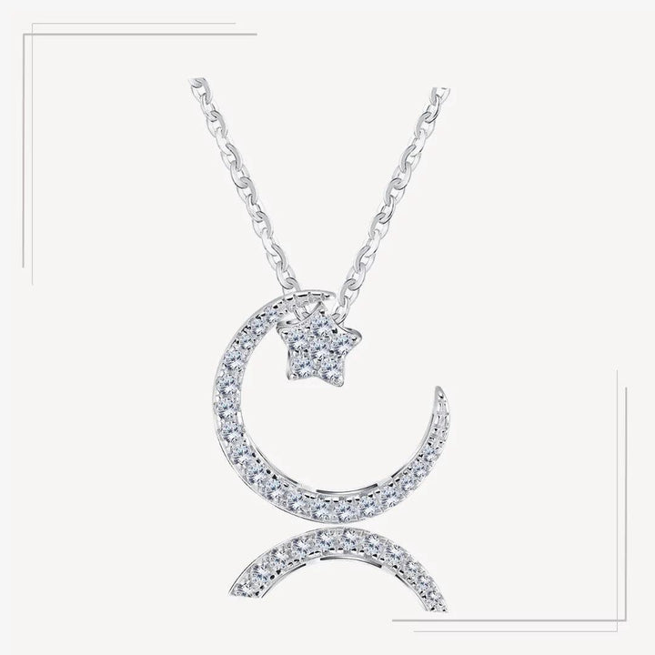 Colier din argint cu stea și semilună strălucitoare - L48 – Design elegant de la Masiri.ro