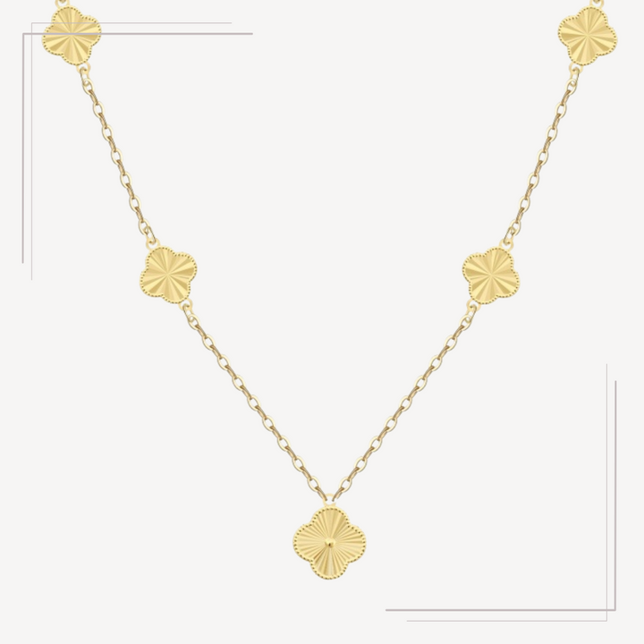 Colier din argint placat cu aur, eleganta cu elemente în formă de trifoi - Josephine