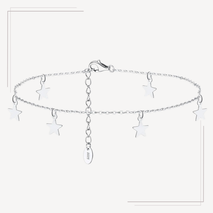 Brățară de gleznă din argint cu detalii fine în formă de stea BG09