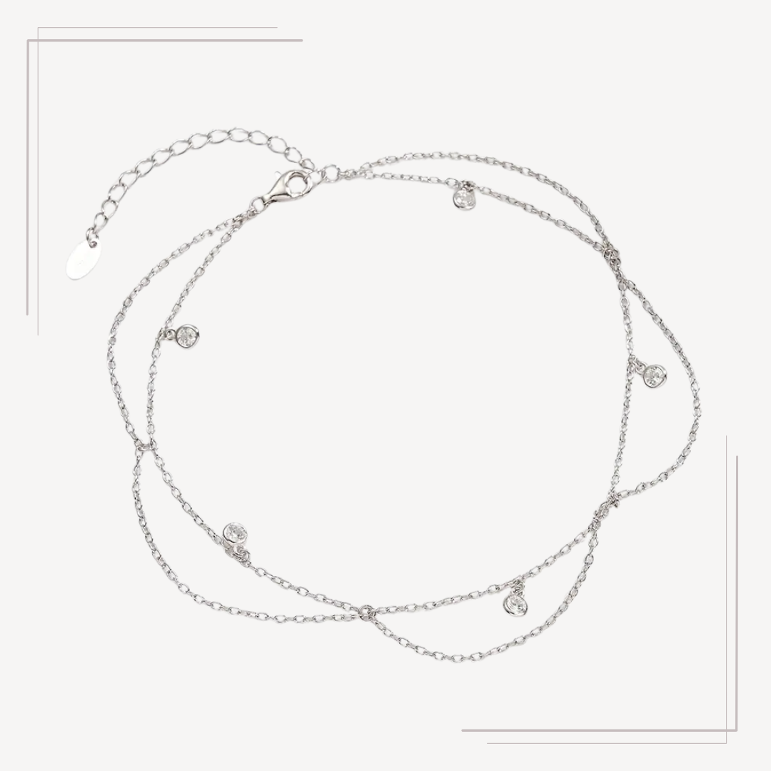 Brățară de gleznă din argint cu detalii fine BG10