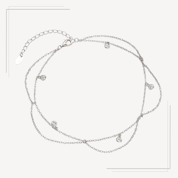 Brățară de gleznă din argint cu detalii fine BG10