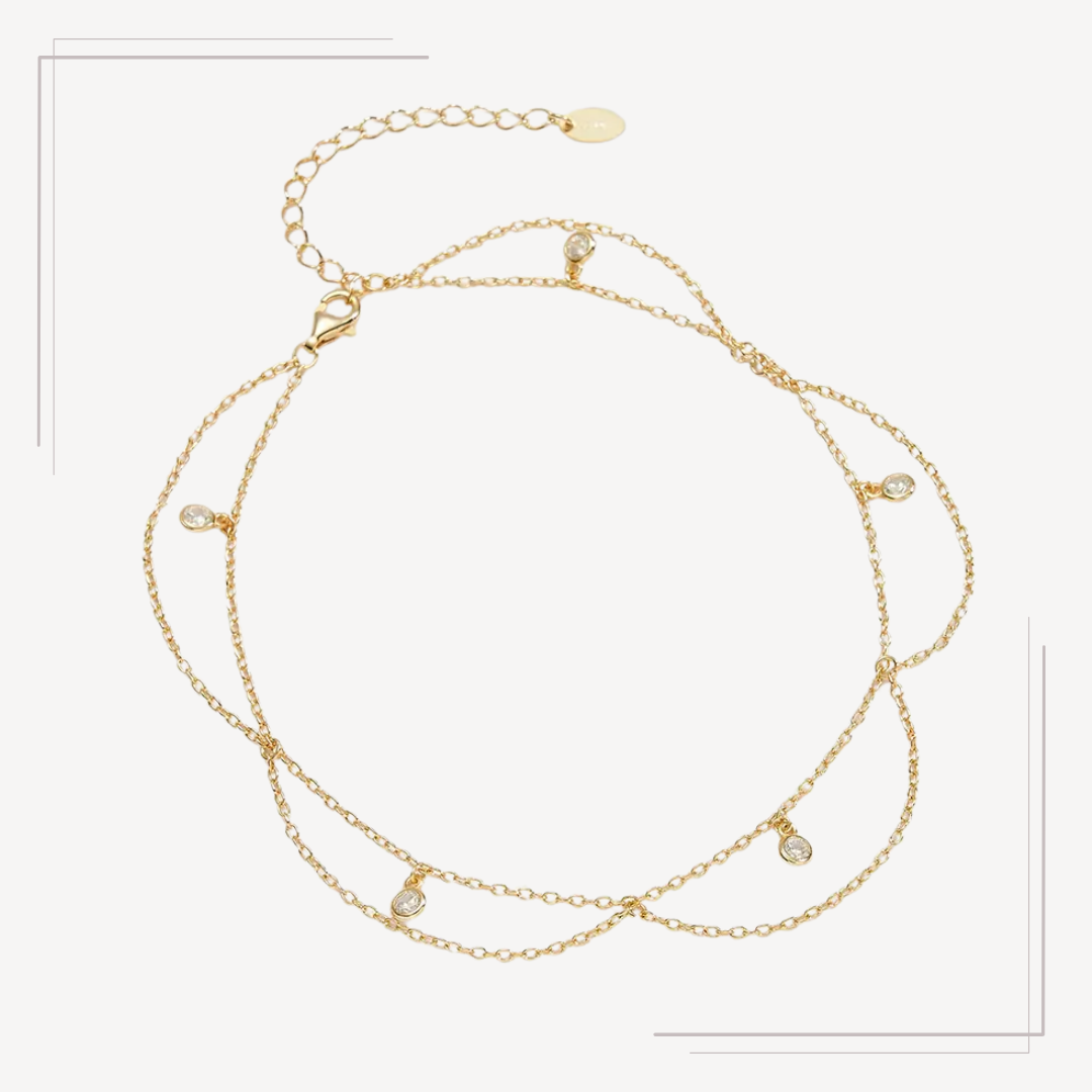 Brățară de gleznă din argint placata cu aur cu detalii fine BG13