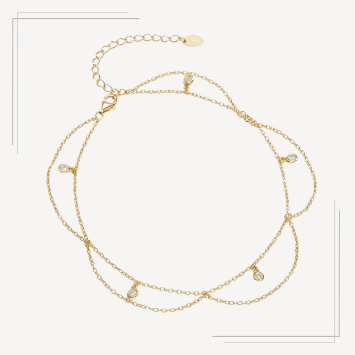 Brățară de gleznă din argint placata cu aur cu detalii fine BG13