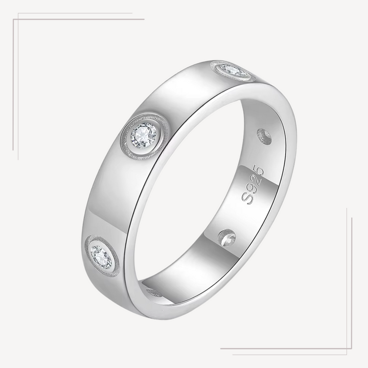 Inel din argint simplu cu pietre – Sarah