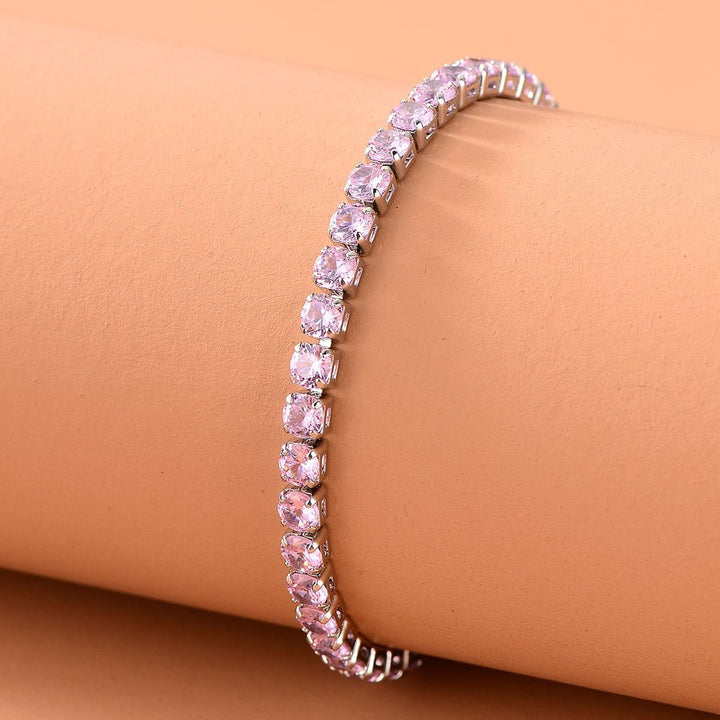 Brățară din argint Tennis cu pietre strălucitoare 3 mm - Roz