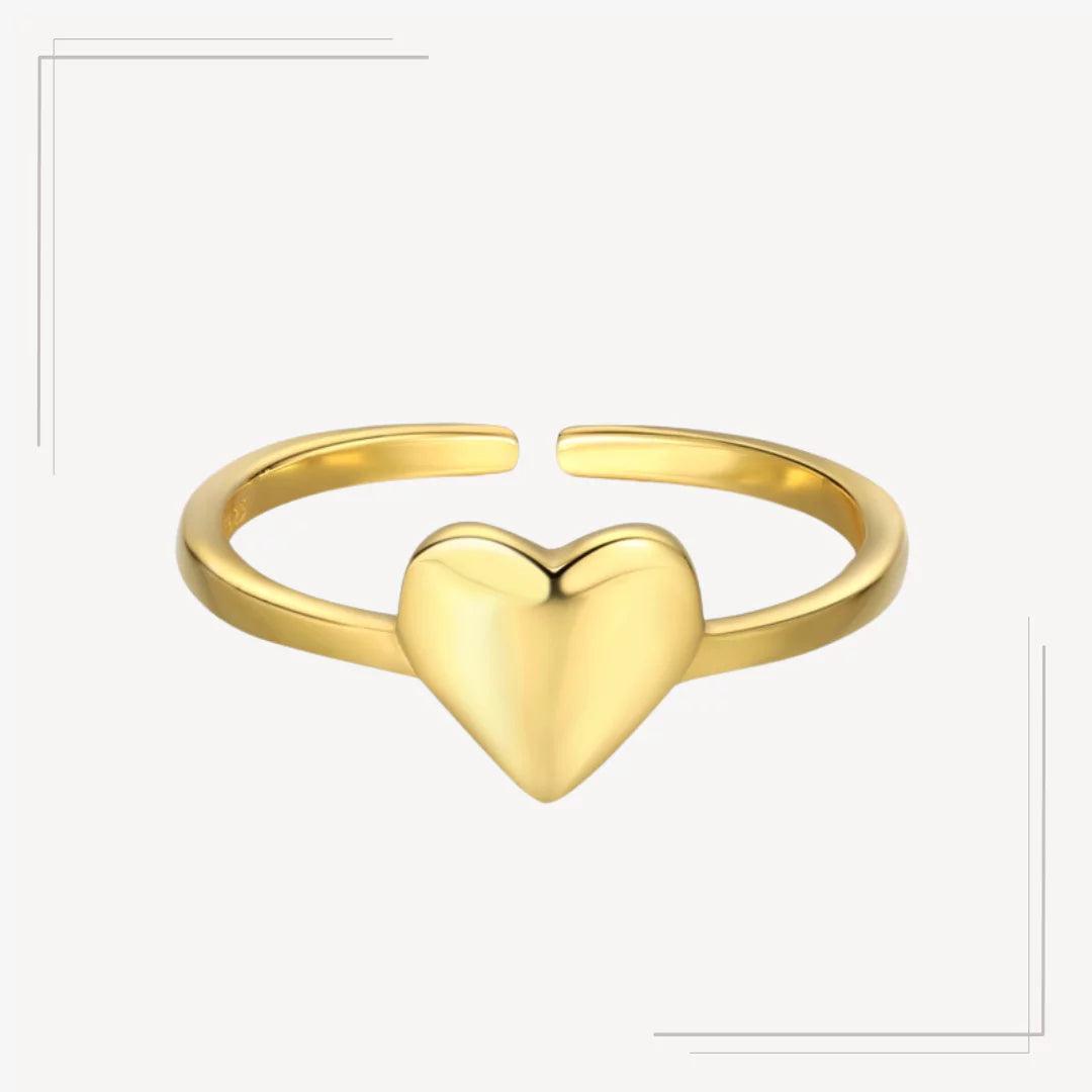 Inel din argint placat cu aur, cu inimă plină minimalistă – I38 – Design elegant de la Masiri.ro