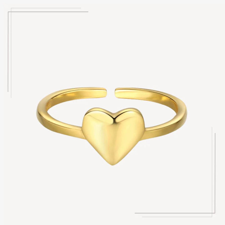 Inel din argint placat cu aur, cu inimă plină minimalistă – I38 – Design elegant de la Masiri.ro