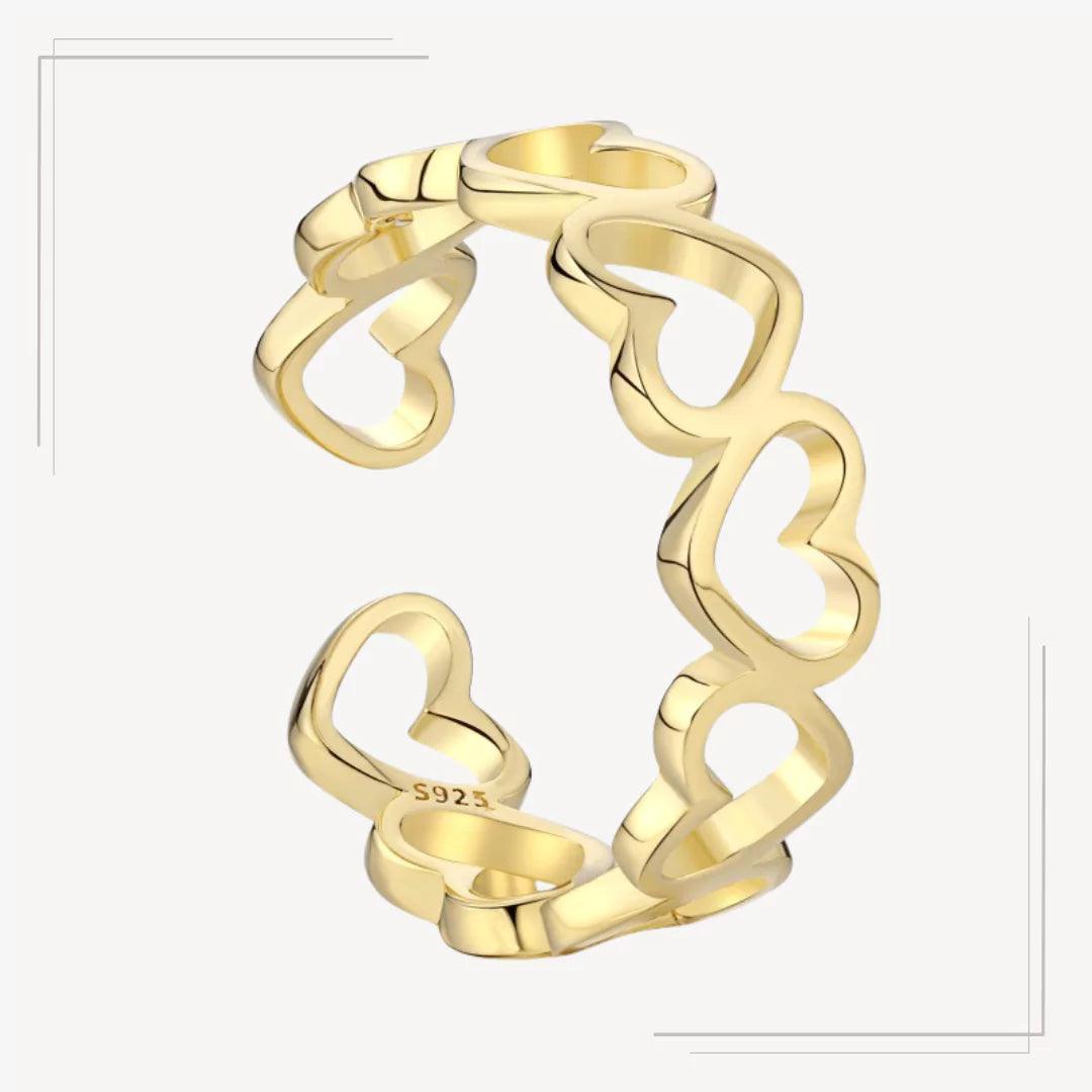 Inel din argint placat cu aur, design Full Hearts – I46 – Design elegant de la Masiri.ro