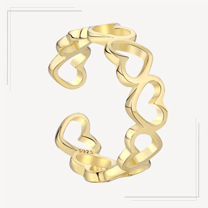 Inel din argint placat cu aur, design Full Hearts – I46 – Design elegant de la Masiri.ro