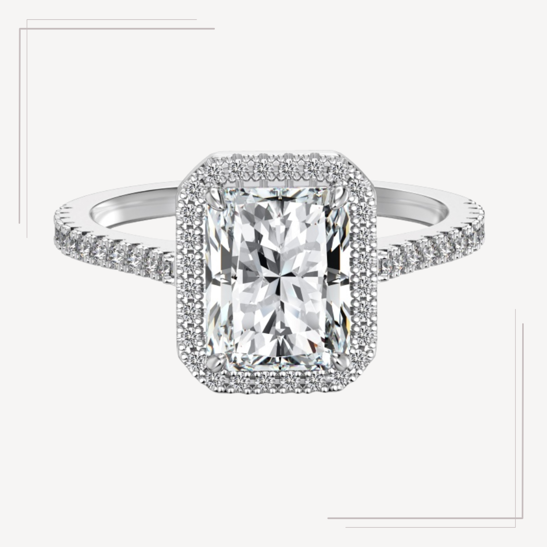 Inel din argint cu diamant Moissanite vintage – Natalia