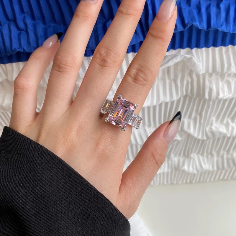 Inel din argint elegant cu piatră centrală roz - Lainey 2