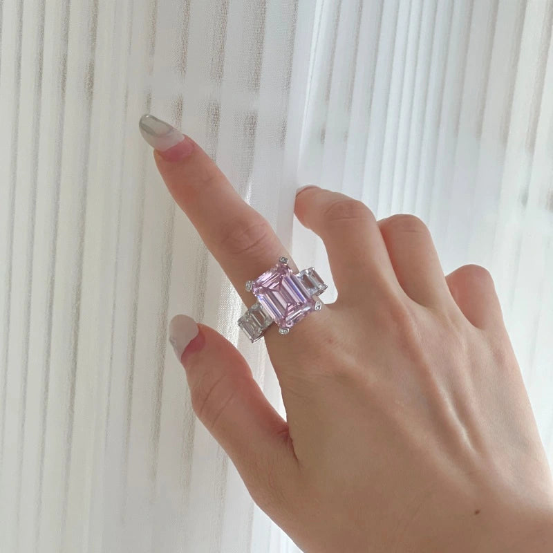 Inel din argint elegant cu piatră centrală roz - Lainey 3