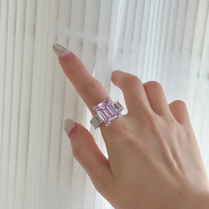 Inel din argint elegant cu piatră centrală roz - Lainey 3