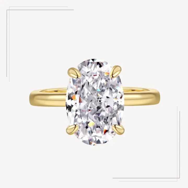 Inel din argint placat cu aur elegant cu piatră ovală – Zoey