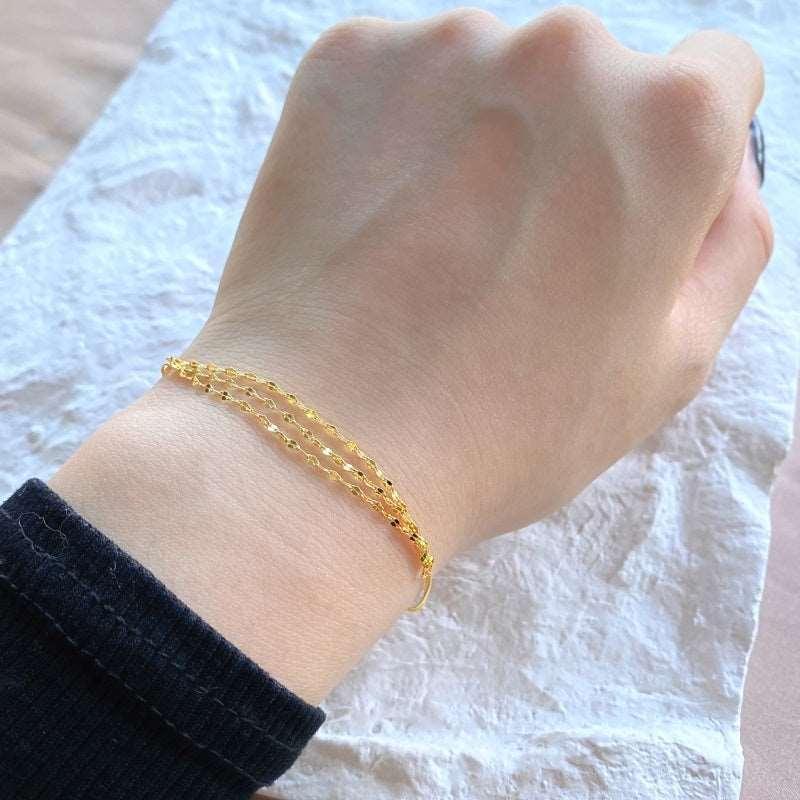 Brățară din argint cu lanț triplu placat cu aur – B32 – Design elegant de la Masiri.ro