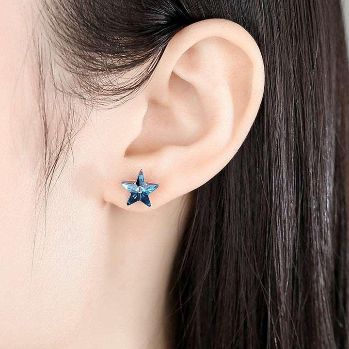 Cercei din argint cu cristale Swarovski și design lună și stea - CSW02 – Design elegant de la Masiri.ro